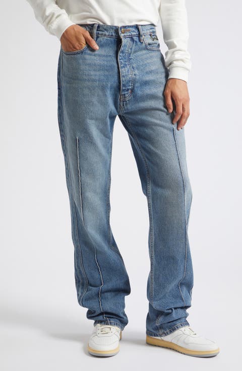 Pintuck Straight Leg Jeans