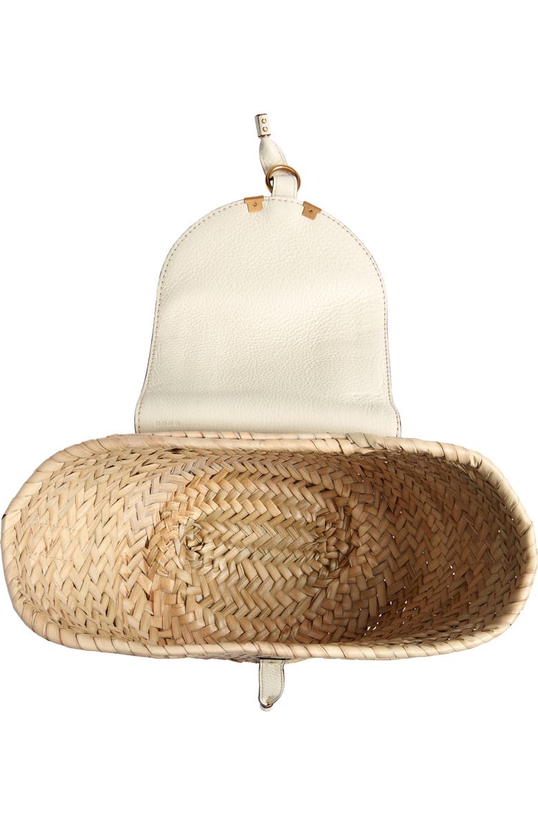Chloé Small Marcie Leather & Raffia Tote, Alternate, color,