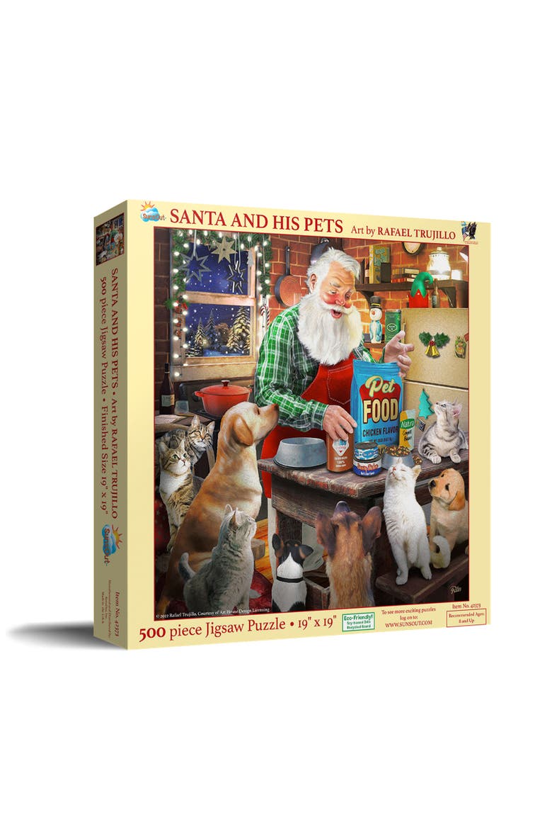 Santa and His Pets 500 piece Jigsaw Puzzle for Adults, Main, color, Multicolor