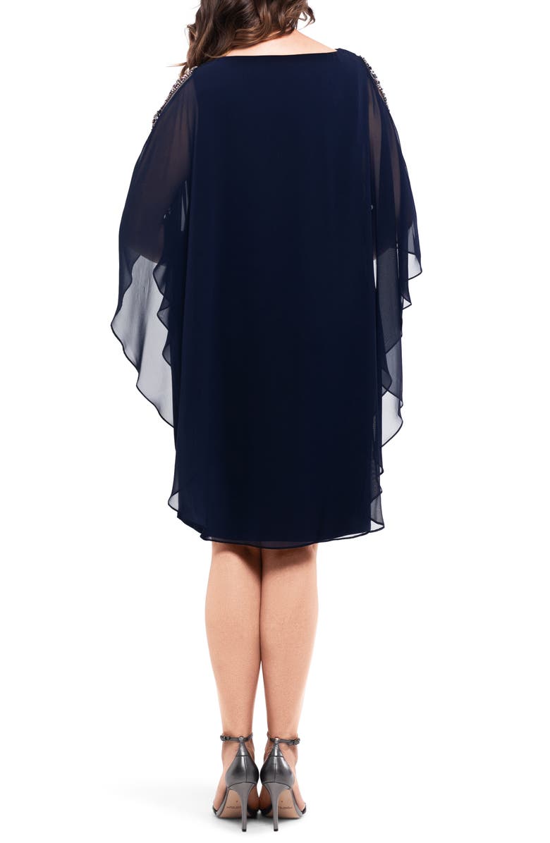 Xscape Evenings Xscape Chiffon Overlay Beaded Sleeve Cocktail Dress, Alternate, color, 