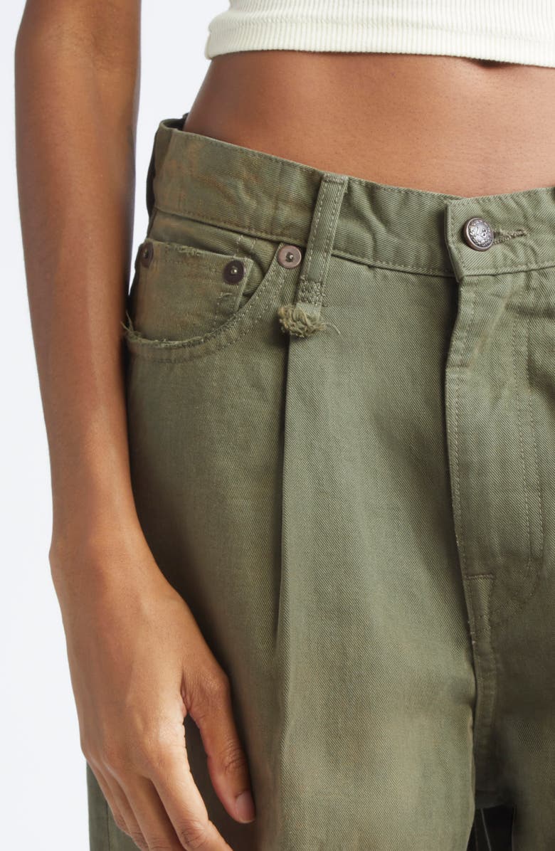 R13 Wide Leg Crop Jeans, Alternate, color, Vintage Olive Selvedge Green
