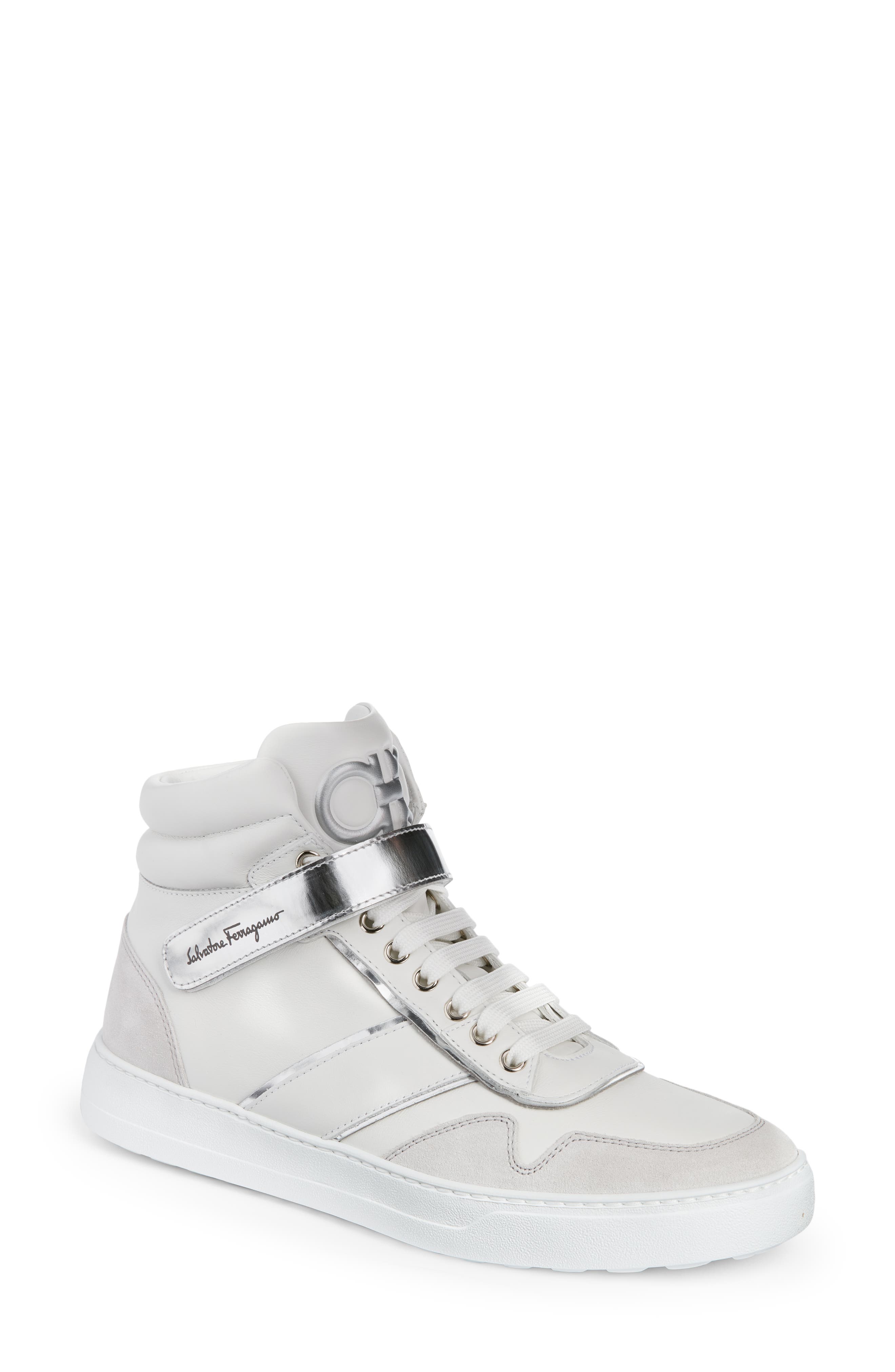 Salvatore Ferragamo Noe High Top Sneaker, Main, color, NIKEL