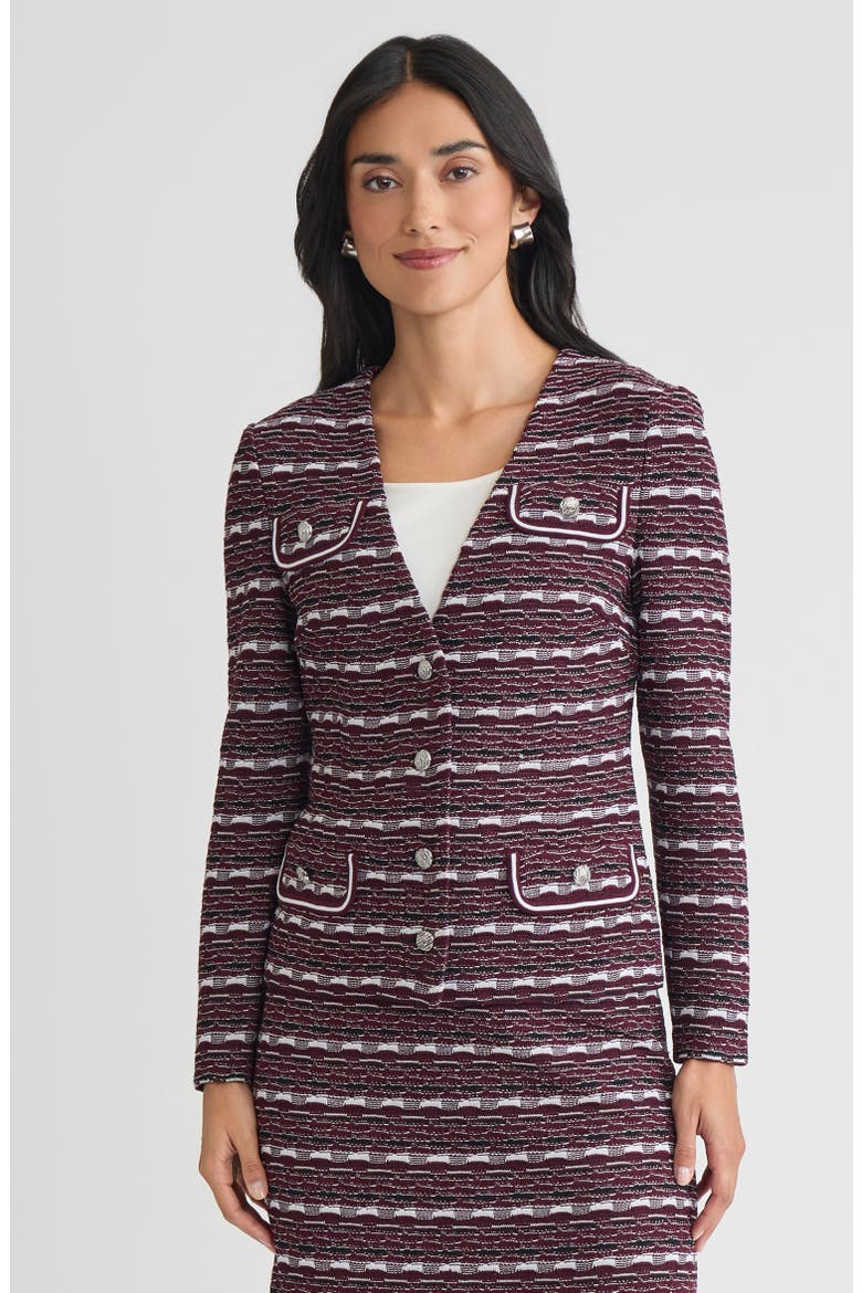 Tailored Multi-Stitch Jacquard Knit jacket, Main, color, Midnight Violet/Lunar Rock