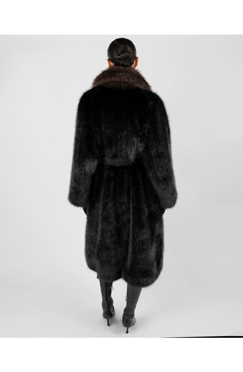 WeWoreWhat Faux Fur Belted Jacket, Alternate, color, Black/Drk Brown