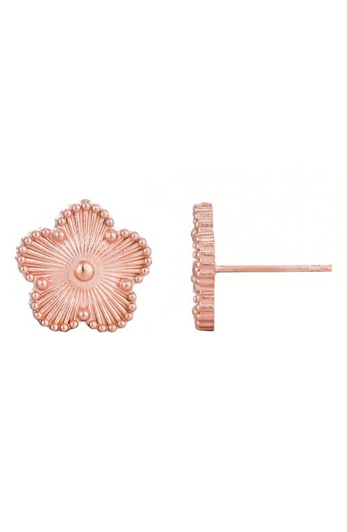 Adornia Tarnish Resistant 14k Rose Gold Plated 5-leaf Clover Stud Earrings In Pink