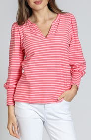 APNY Stripe Puff Shoulder Top