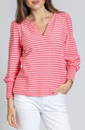 APNY Stripe Puff Shoulder Top