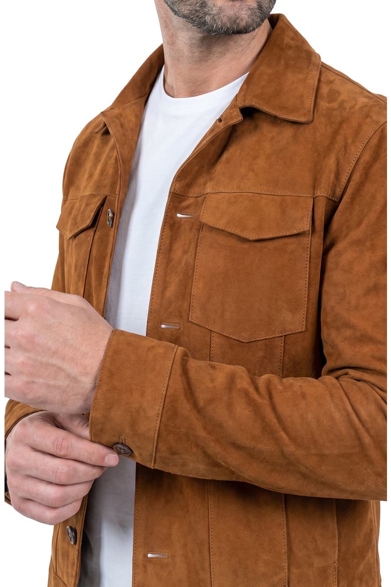 Captain Leather Jacket, Alternate, color, BROWN