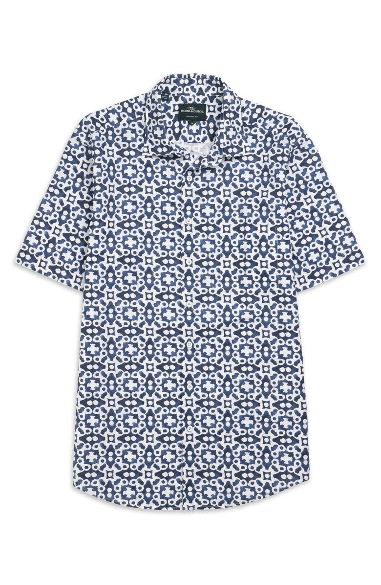 Rodd & Gunn Palliser Bay Linen & Cotton Short Sleeve Button-Up Shirt, Alternate, color, Indigo