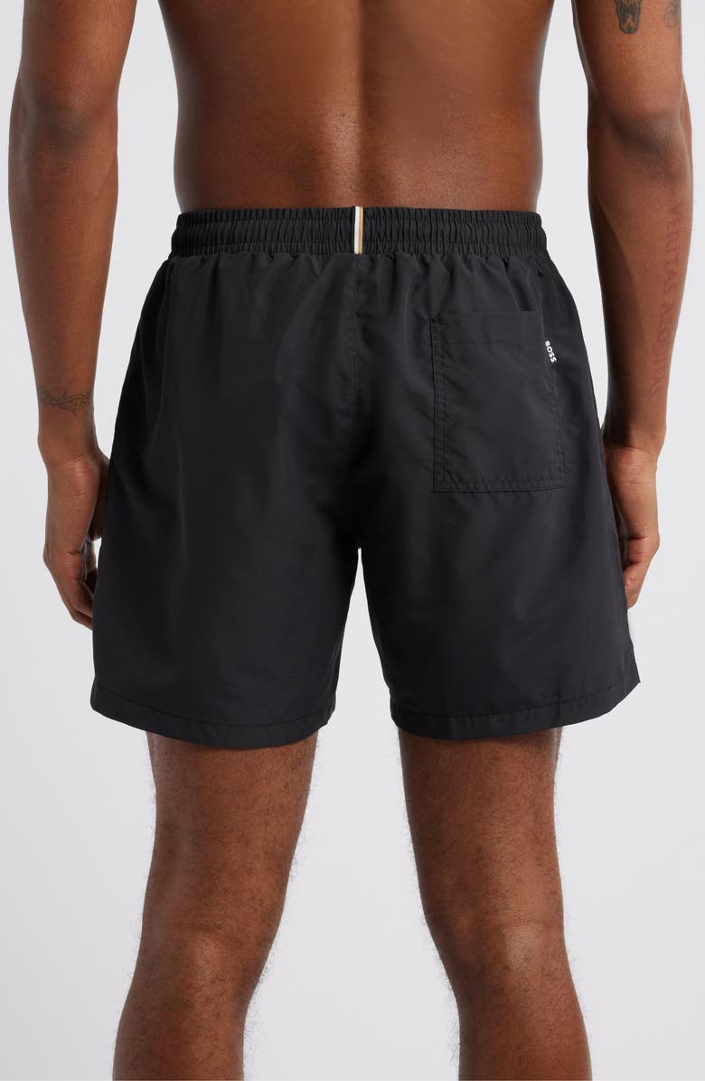 BOSS Dolphin Nos Swim Trunks, Alternate, color, Black
