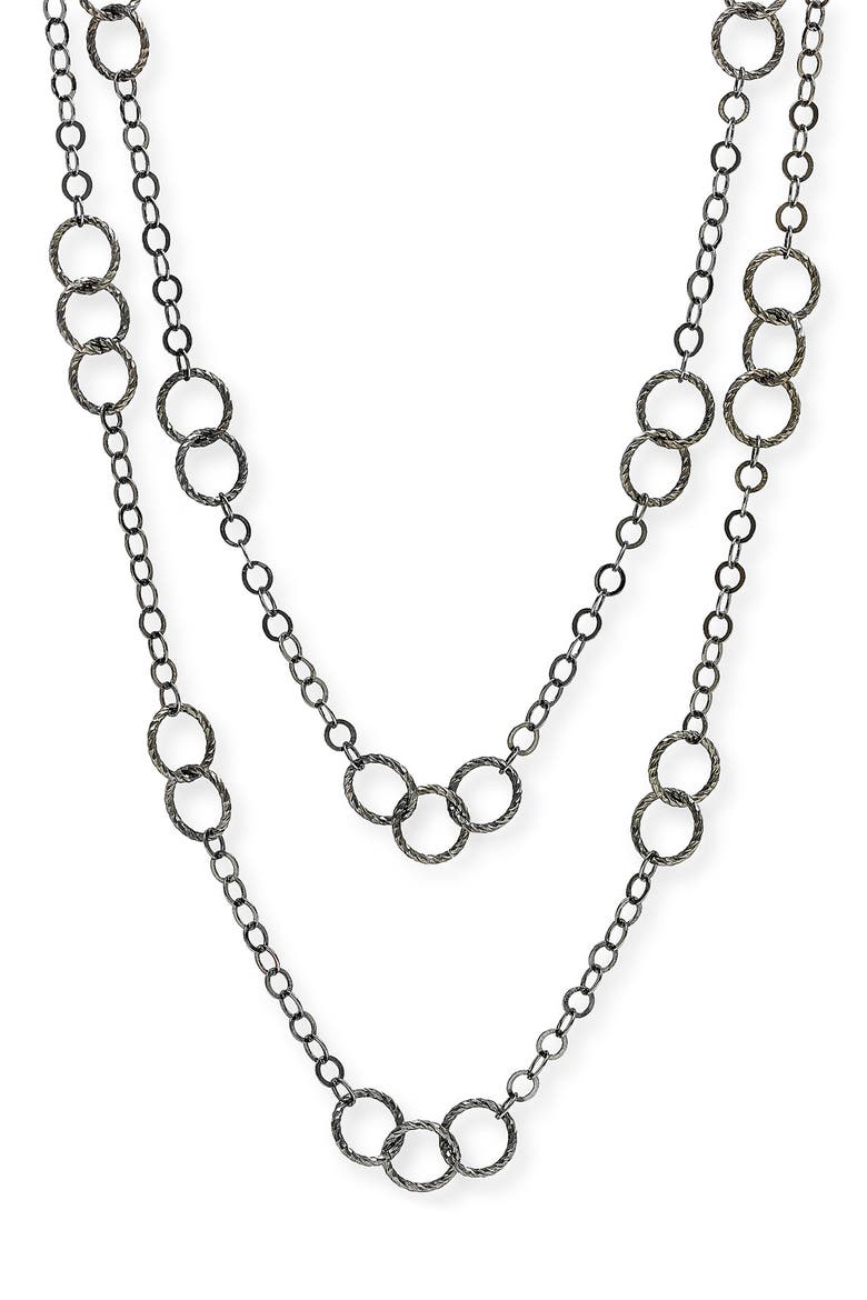 Long Circle Link Necklace, Main, color, HEMATITE