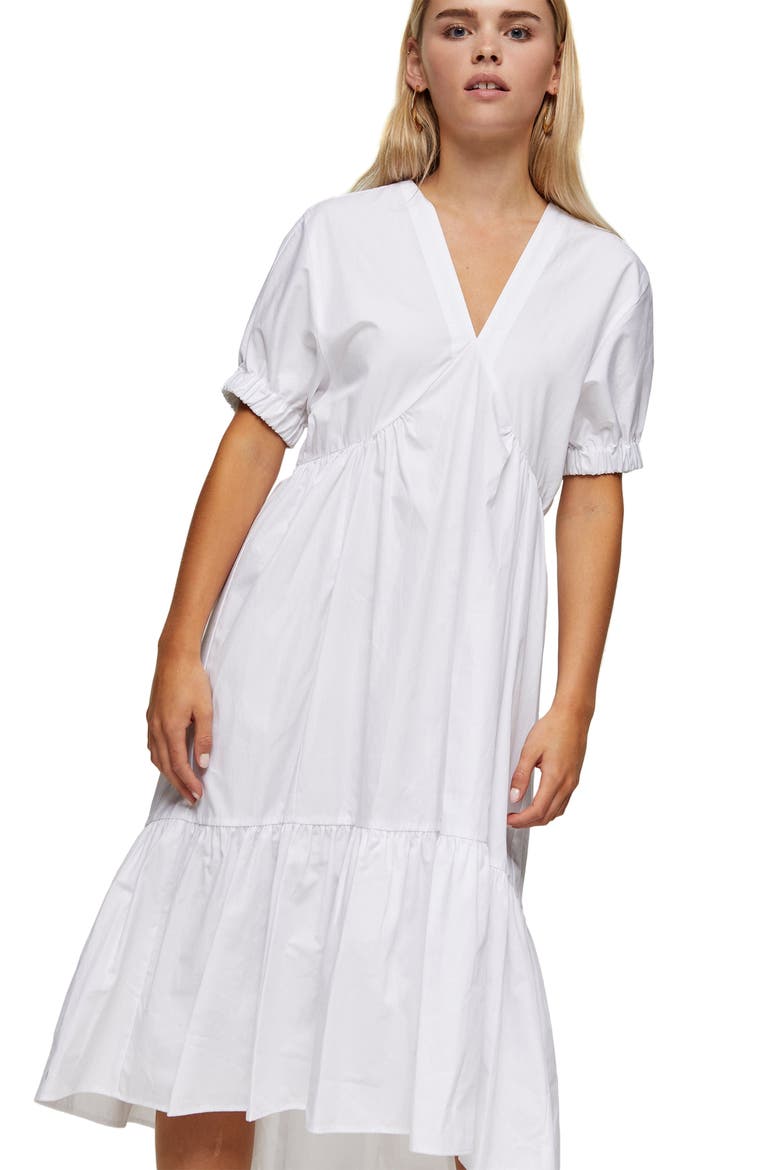 Poplin Bow Midi Dress, Alternate, color, WHITE