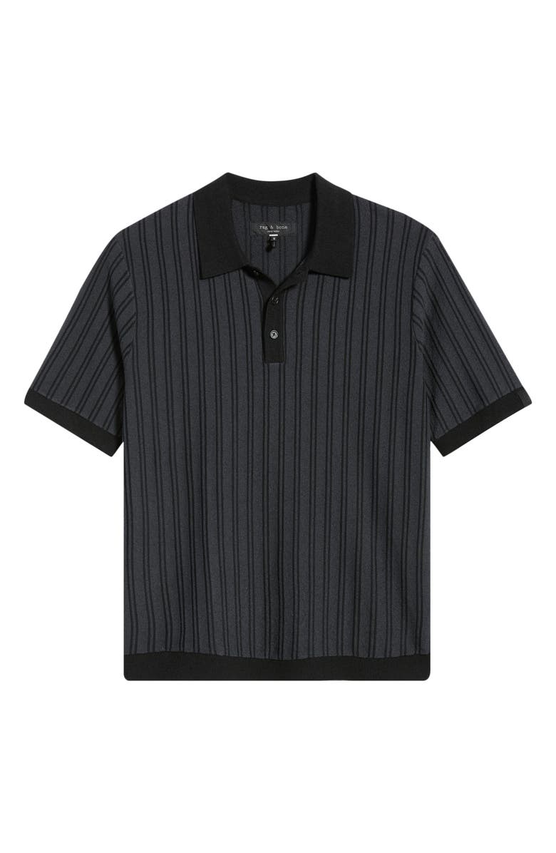 rag & bone Zuma Stripe Terry Cloth Polo, Alternate, color, Navy