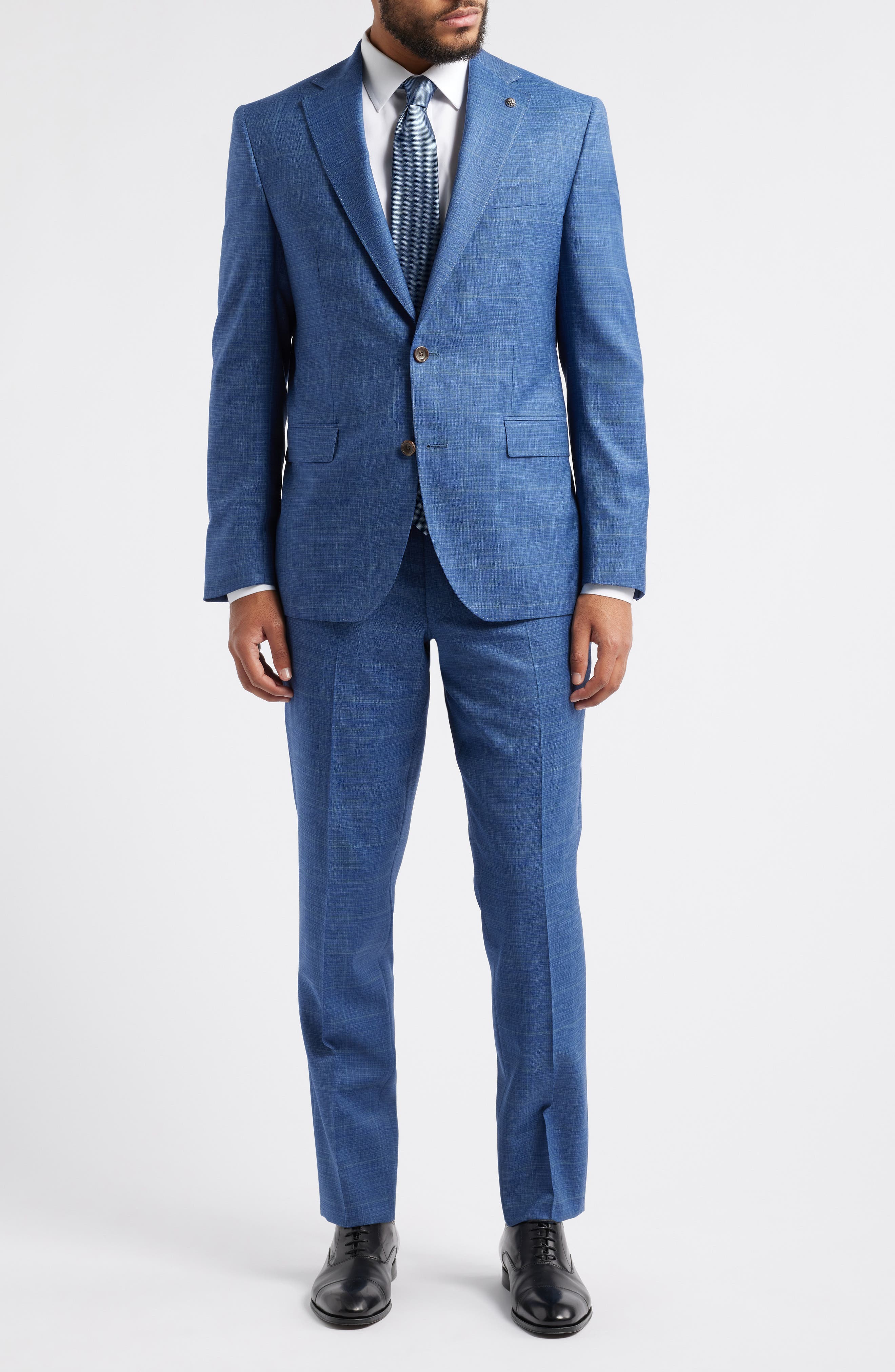 Jack Victor Esprit Blue Mélange Plaid Super 120s Wool Suit