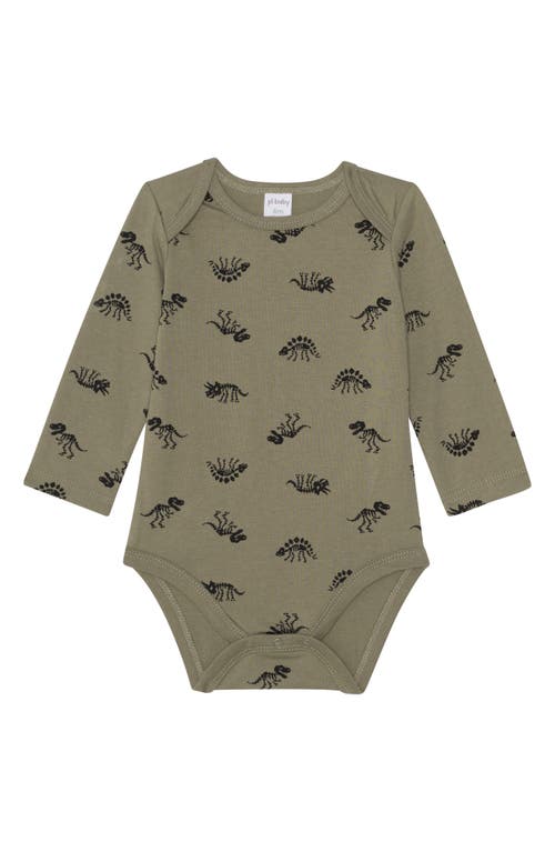Pl Baby By Petit Lem Overalls, Bodysuit & Socks Set In Dino