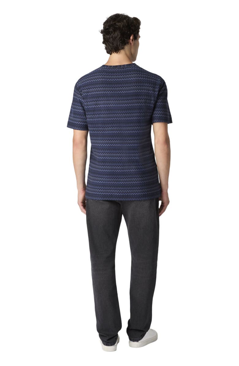 Missoni Crew Neck T-shirt With Micro Zigzag, Alternate, color, Blue