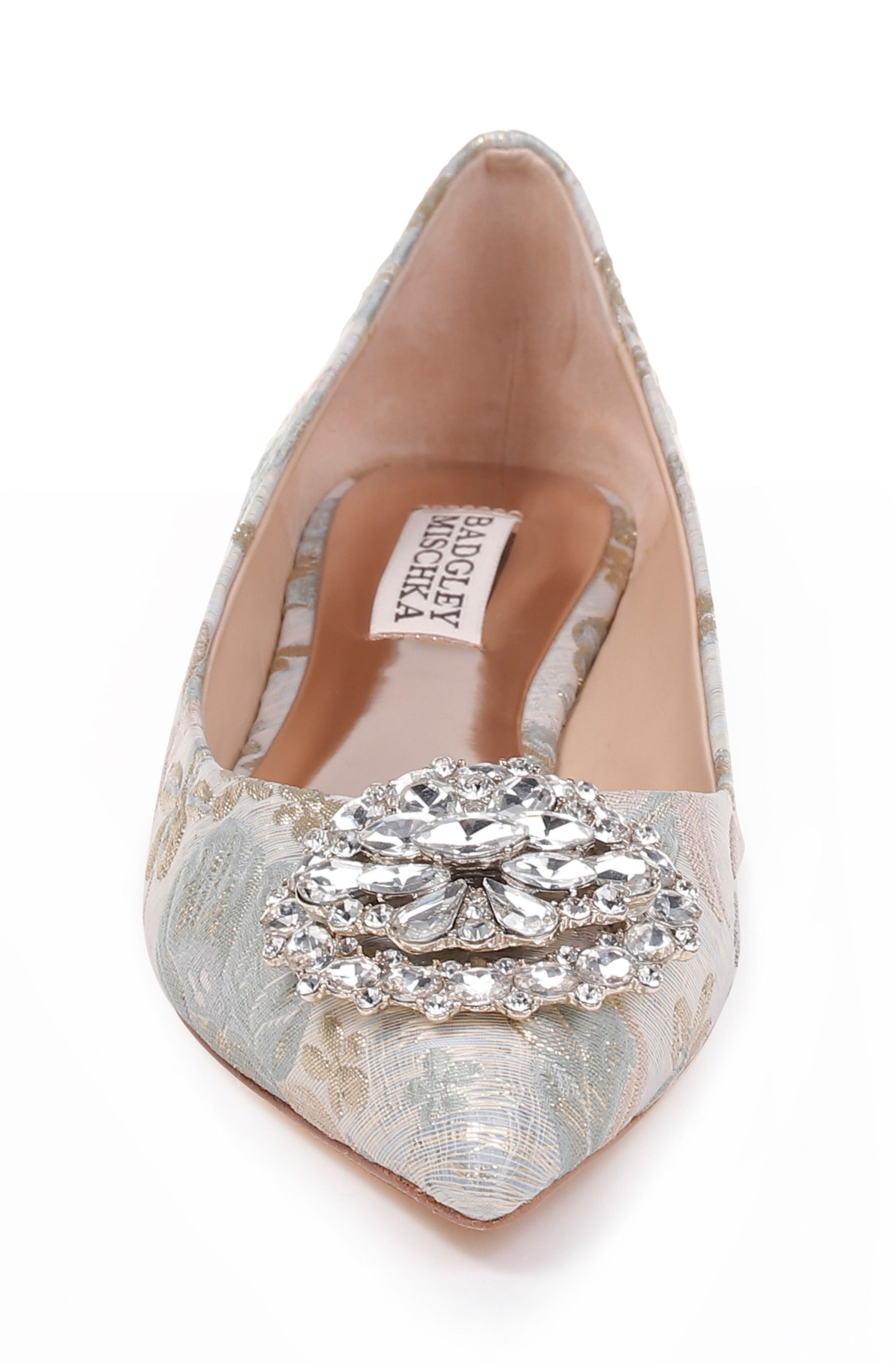 Badgley Mischka Collection Badgley Mischka 'Davis' Crystal Embellished Pointy Toe Flat, Alternate, color, 