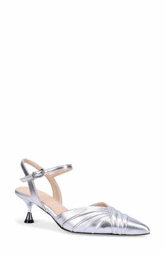 Ron White Quinelle Ankle Strap Pointed Toe Kitten Heel Pump