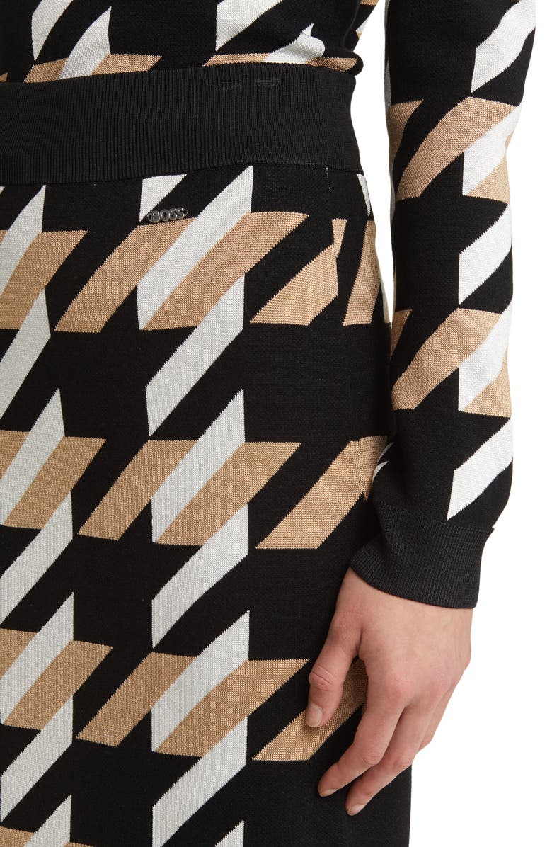 BOSS Furelia Houndstooth Knit Pencil Skirt, Alternate, color, 