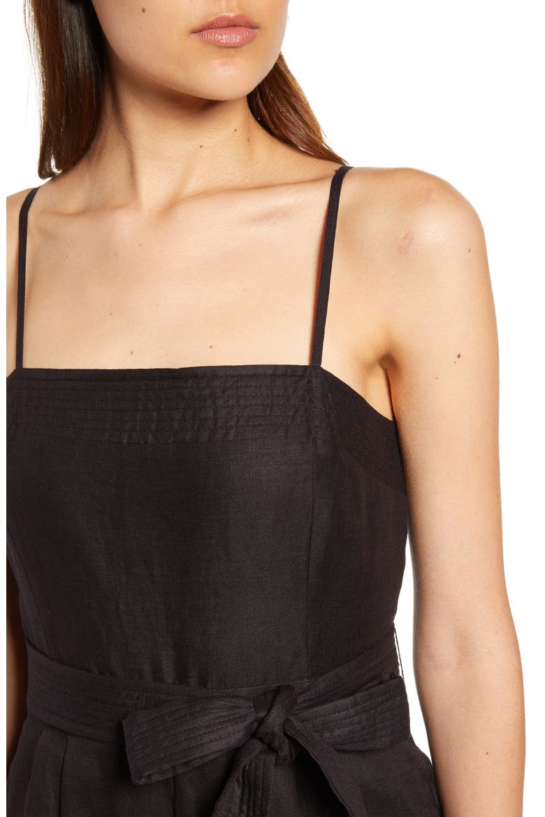 Spaghetti Strap Linen Jumpsuit, Alternate, color, BLACK