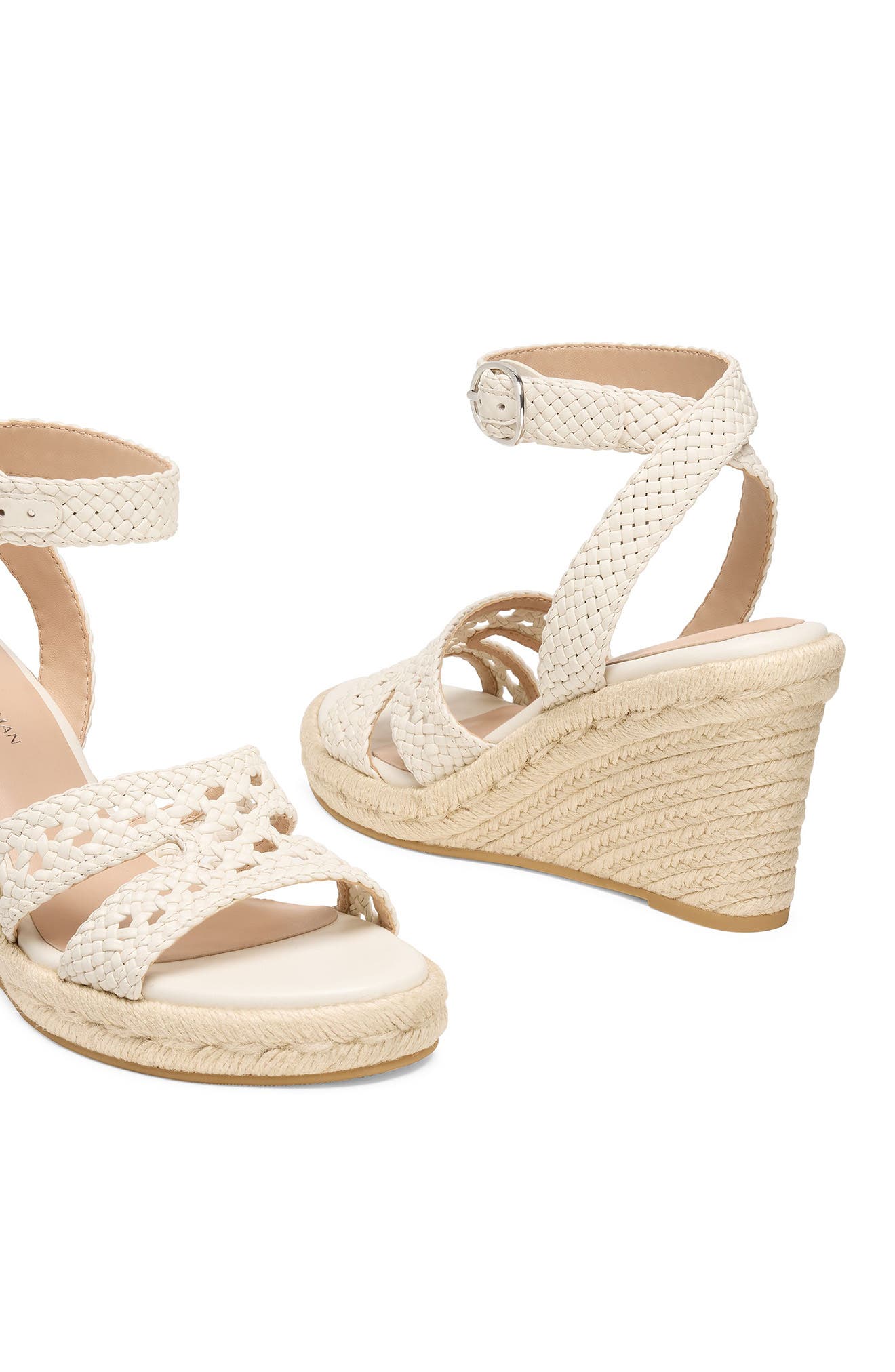 Bria Leather Espadrille Wedge Sandal, Alternate, color, CREAM