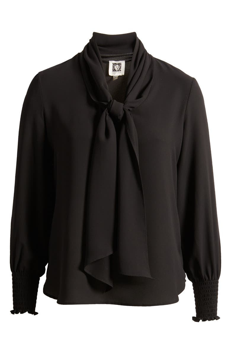 Anne Klein Crêpe de Chine Tie Neck Blouse, Alternate, color, 