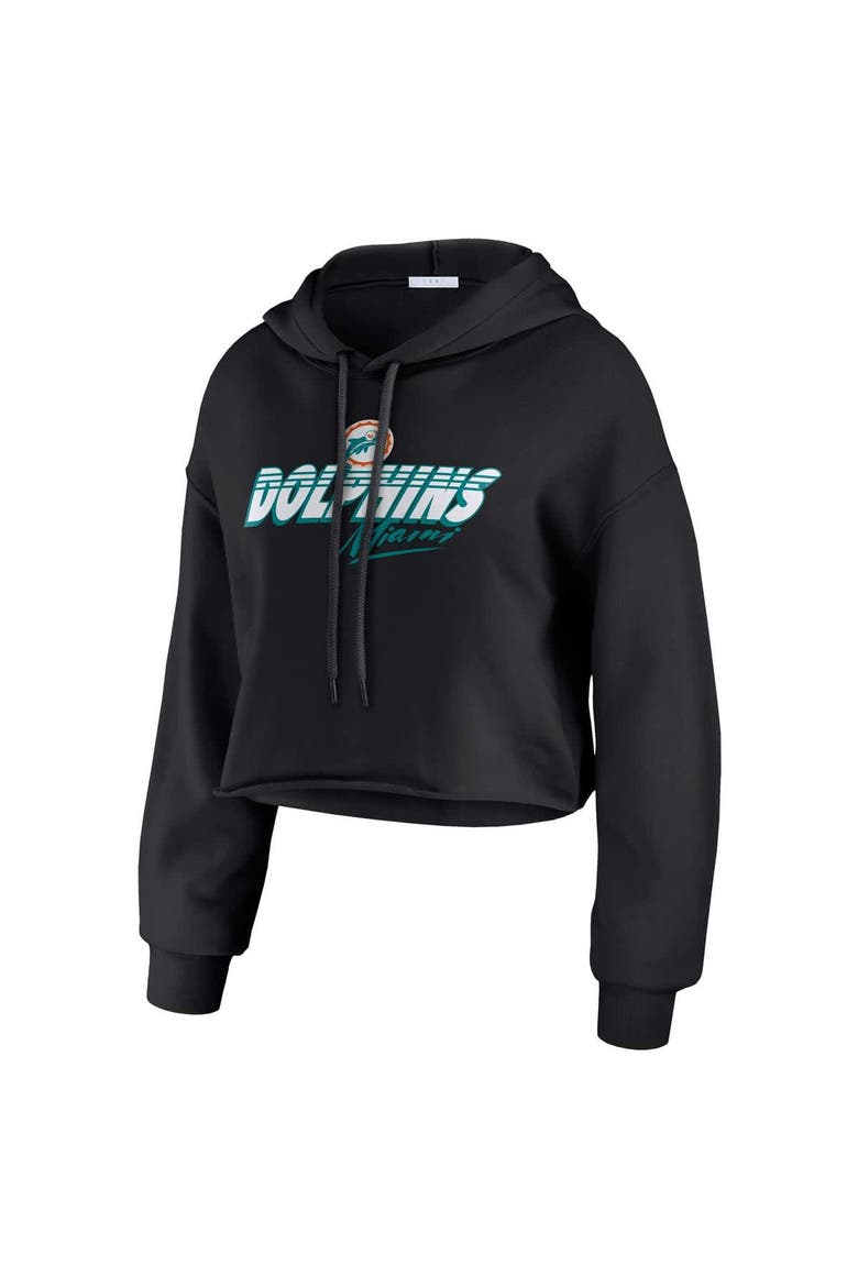 Women's WEAR by Erin Andrews Black Miami Dolphins Prime Cropped Pullover Hoodie, Alternate, color, Black
