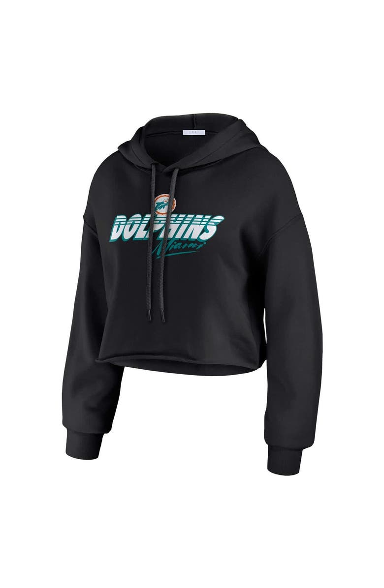 WEAR by Erin Andrews Women's WEAR by Erin Andrews Black Miami Dolphins Prime Cropped Pullover Hoodie, Alternate, color, Black