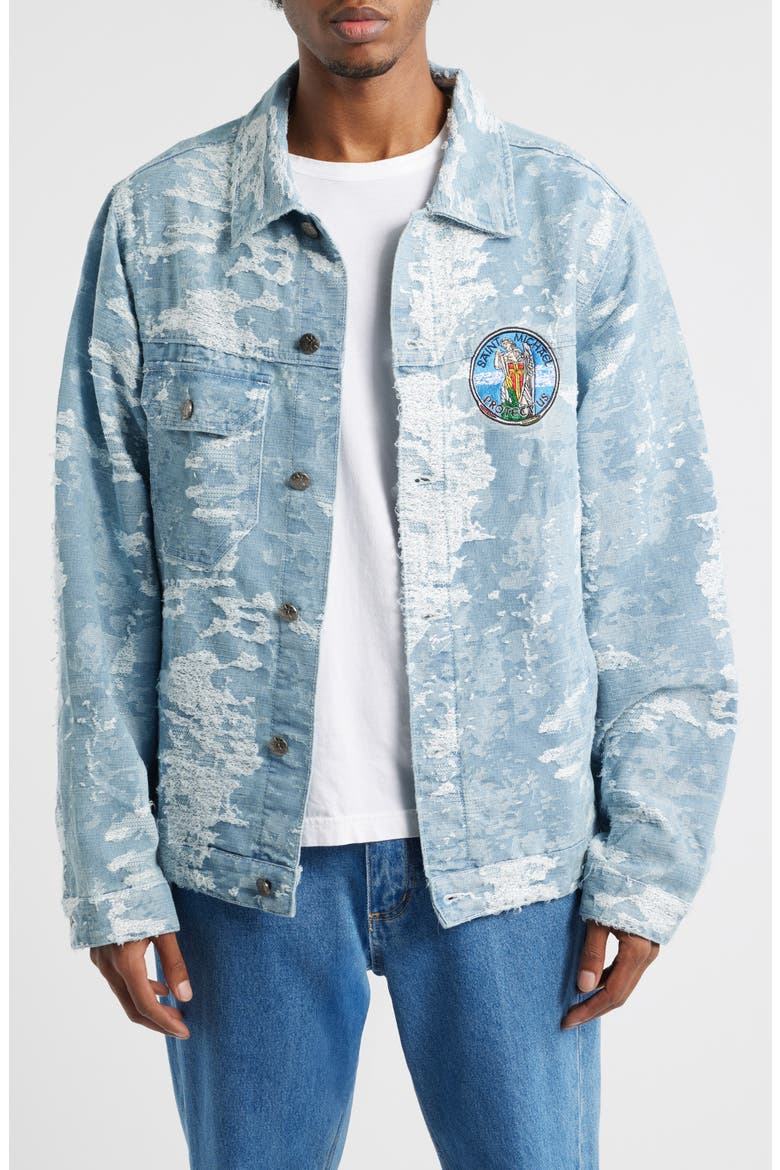 Saint Michael Cotton Trucker Jacket, Main, color, BLUE