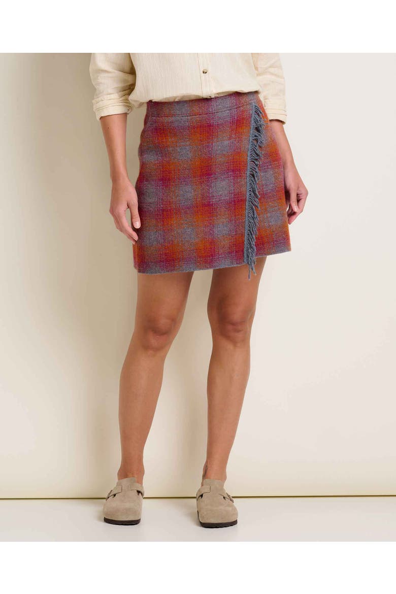Merino Heartfelt Wrap Skirt, Main, color, Port Plaid