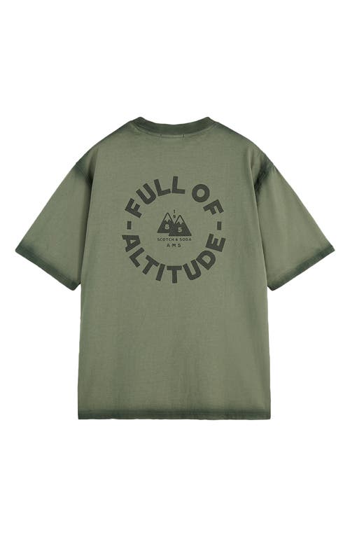 Scotch & Soda Loose Fit Garment Dyed Cotton Graphic T-shirt In Green