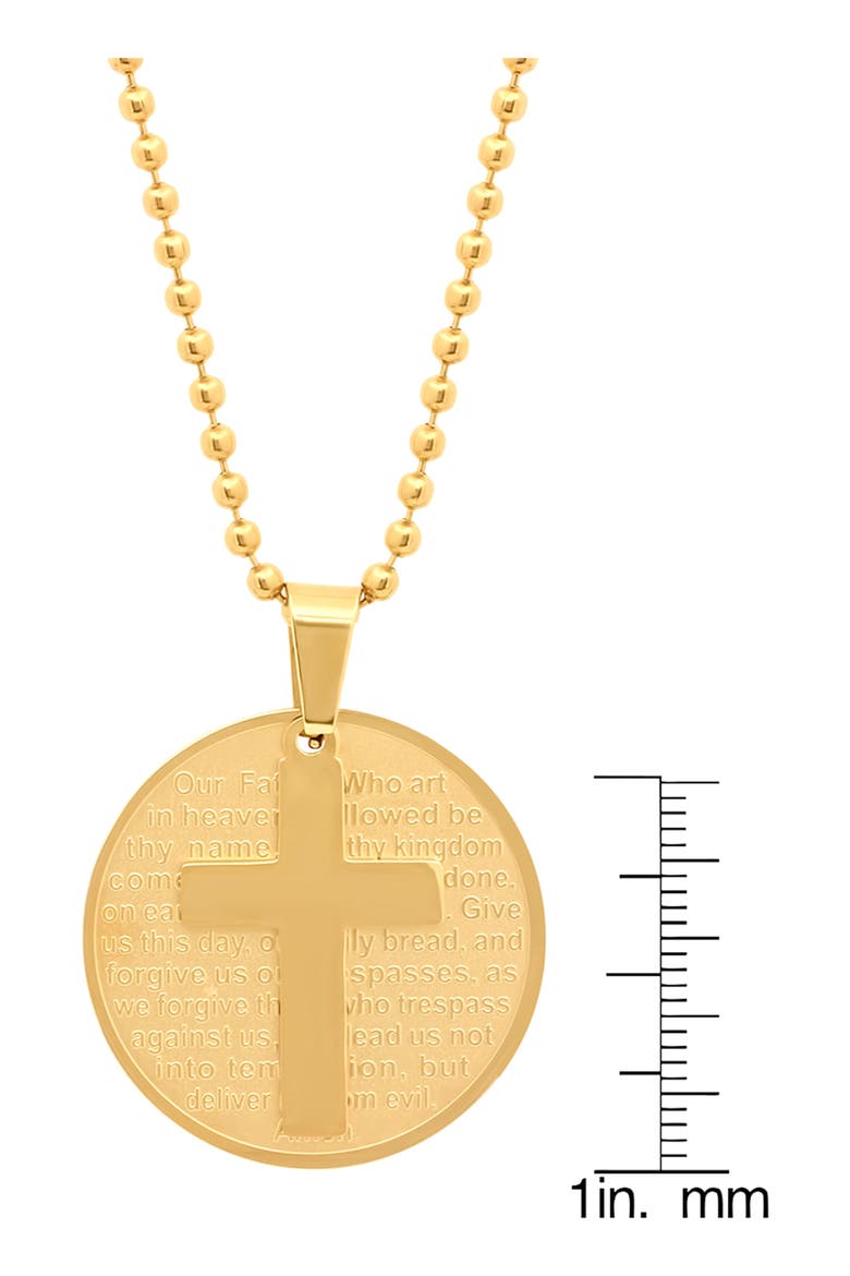 Lord's Prayer Cross Medallion Pendant Necklace, Alternate, color, GOLD