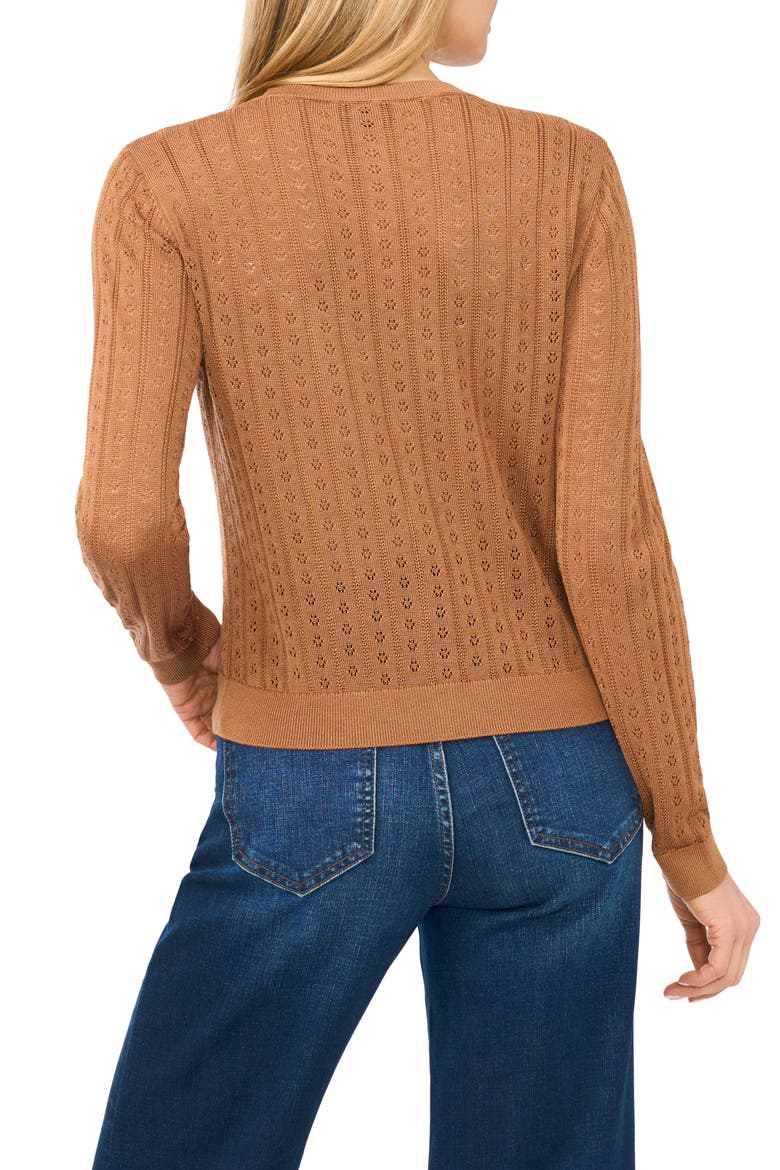 Valerie Pointelle Stitch Cardigan, Alternate, color, GINGERSNAP