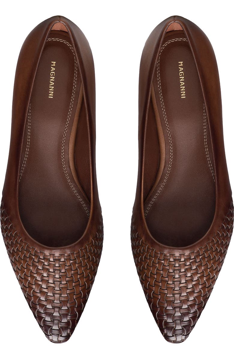 Magnanni Stasia Woven Pointed Toe Flat, Alternate, color, Brown
