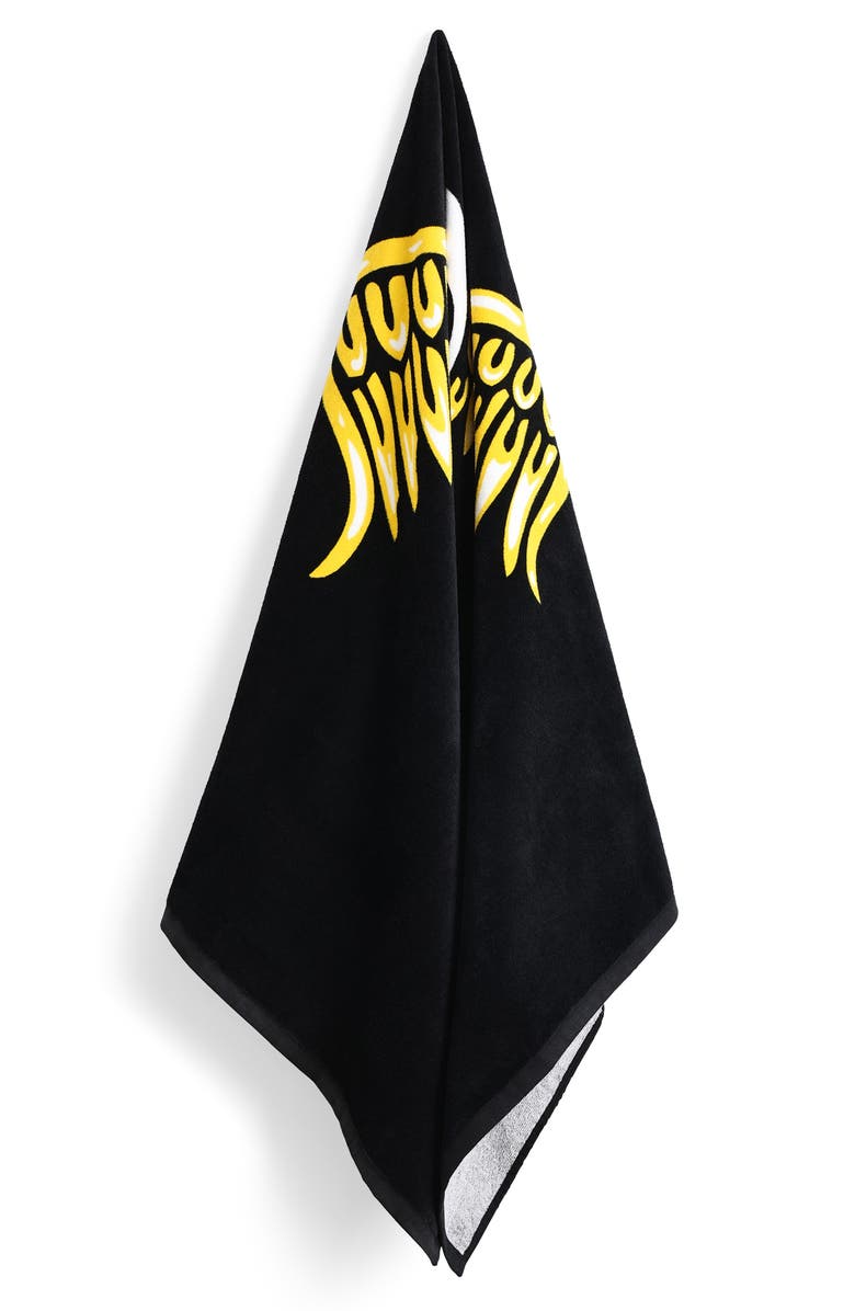 Von Dutch Iconic Y2K 100% Cotton 30"x60" Beach Towel | Hot Pink Cheetah, Alternate, color, Flying Eyeball