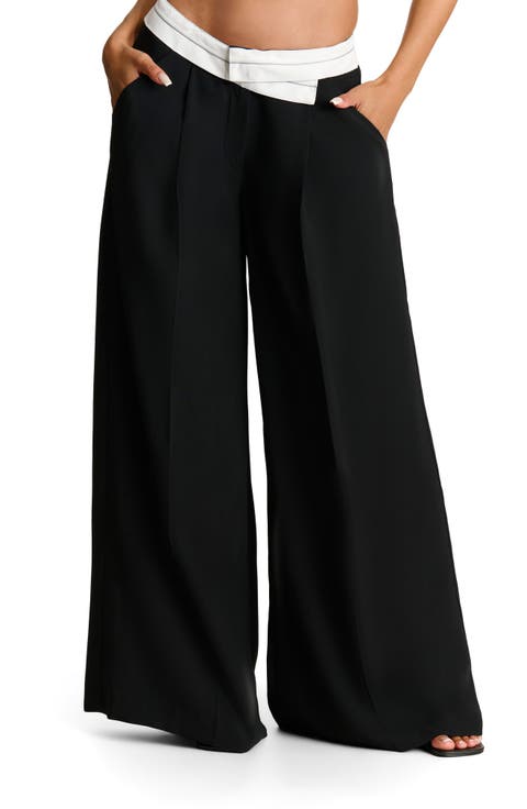 Foldover Waist Wide Leg Trousers