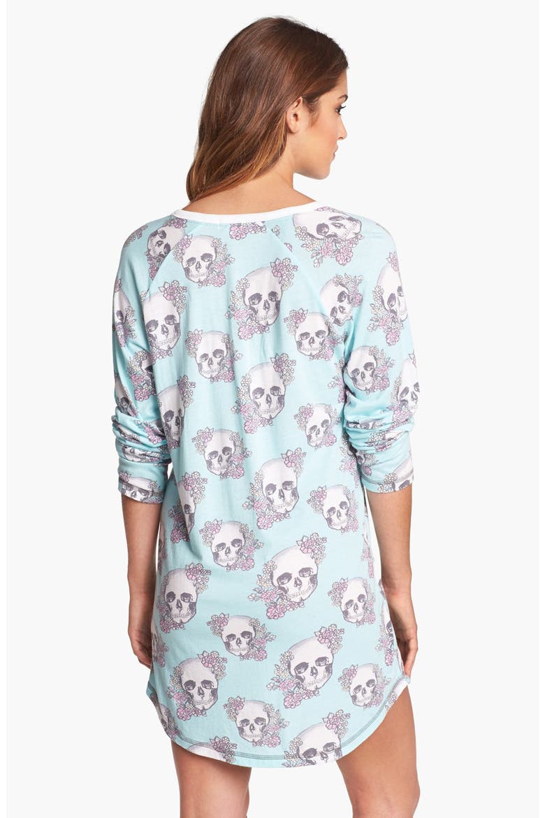 'Floral Skully' Sleep Shirt, Alternate, color, AQUA