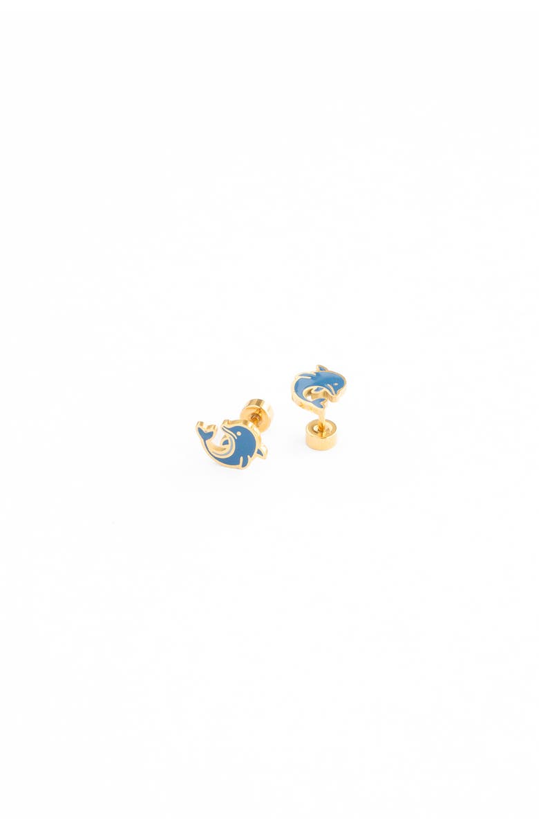 Pip Pop Dolphin Stud Earrings, Main, color, Blue