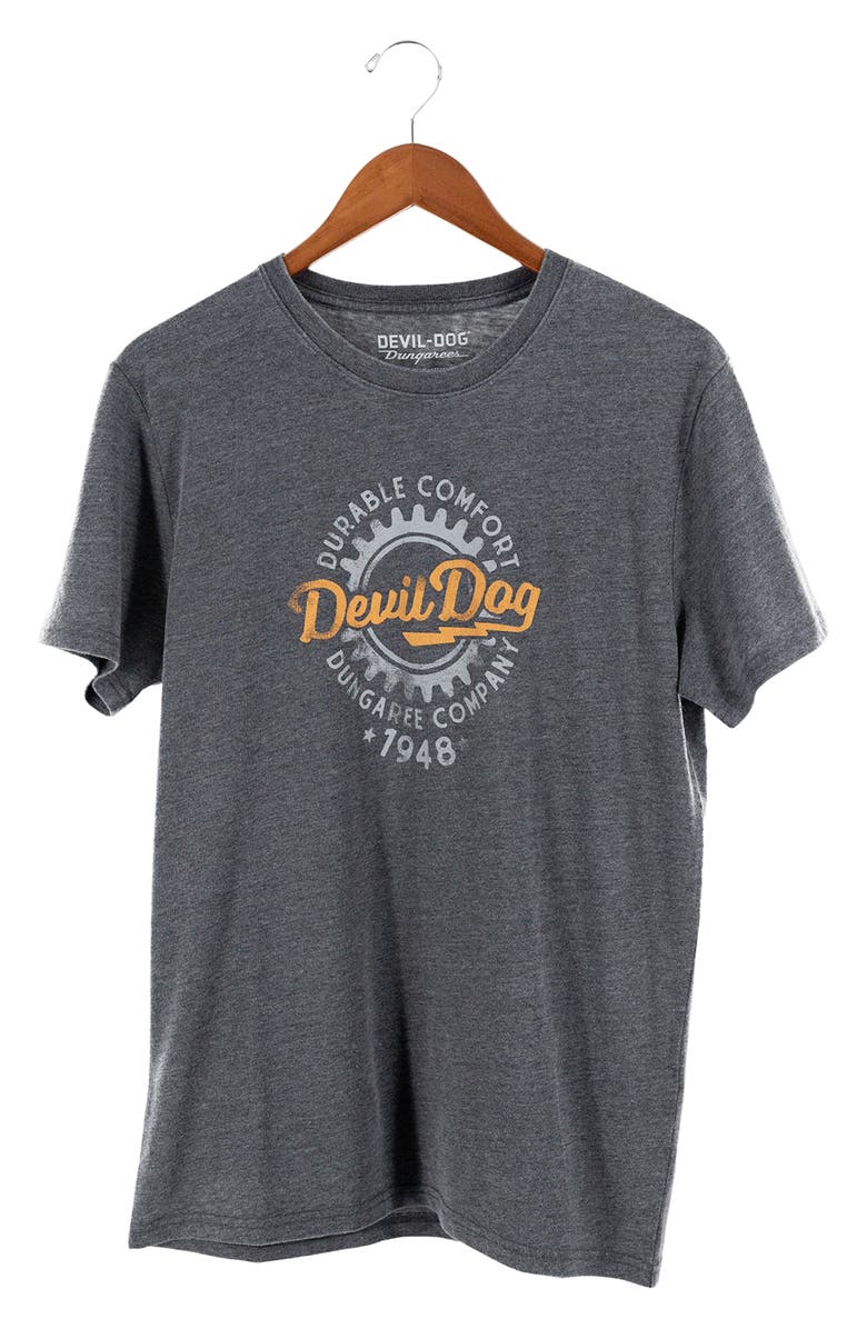 Devil-Dog Dungarees Gear Graphic T-Shirt, Alternate, color, Dark Heather Grey