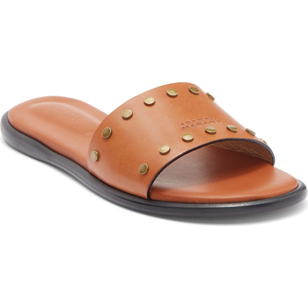 Isabel Marant Vikee Logo Slide Sandal In Brown