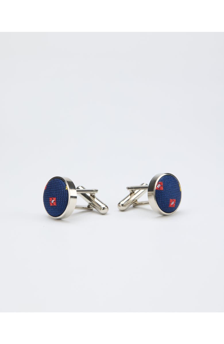 Knottery & Co Diamond Blossom Silk Cufflinks, Alternate, color, Navy