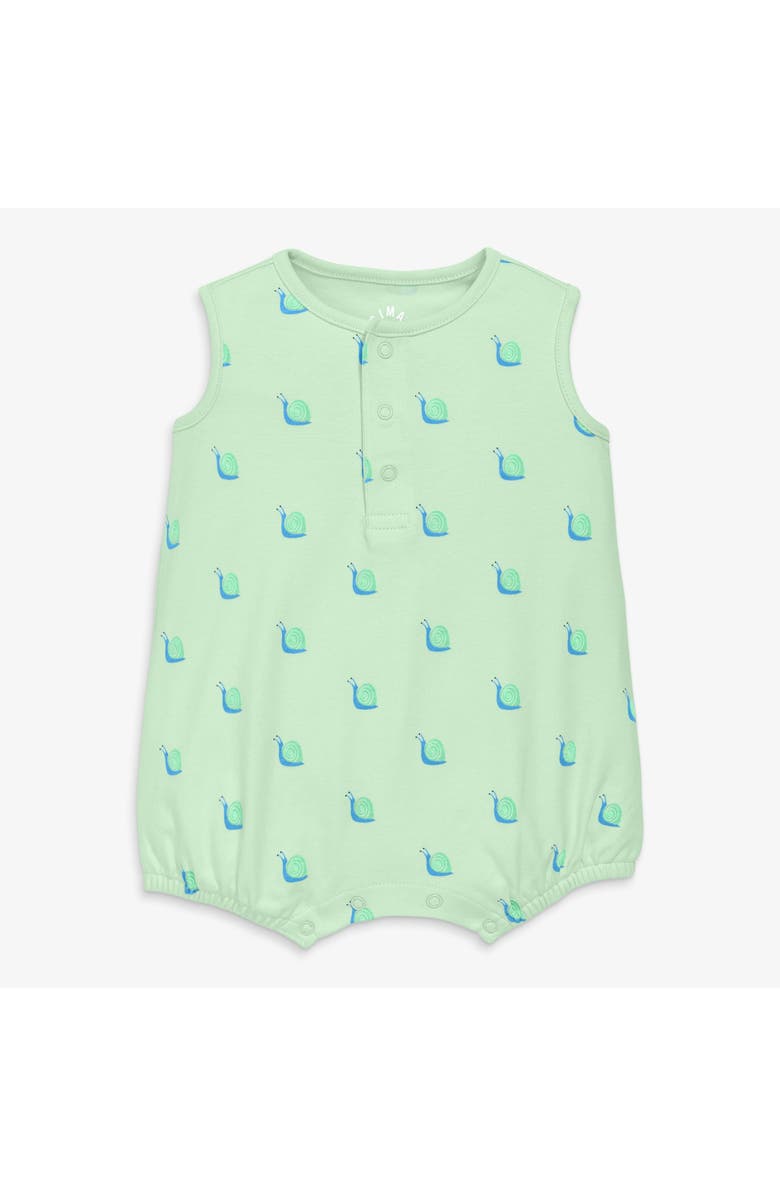 Primary Baby Organic Henley Tank Shortie In Baby Bugs, Alternate, color, Light Clover Snails