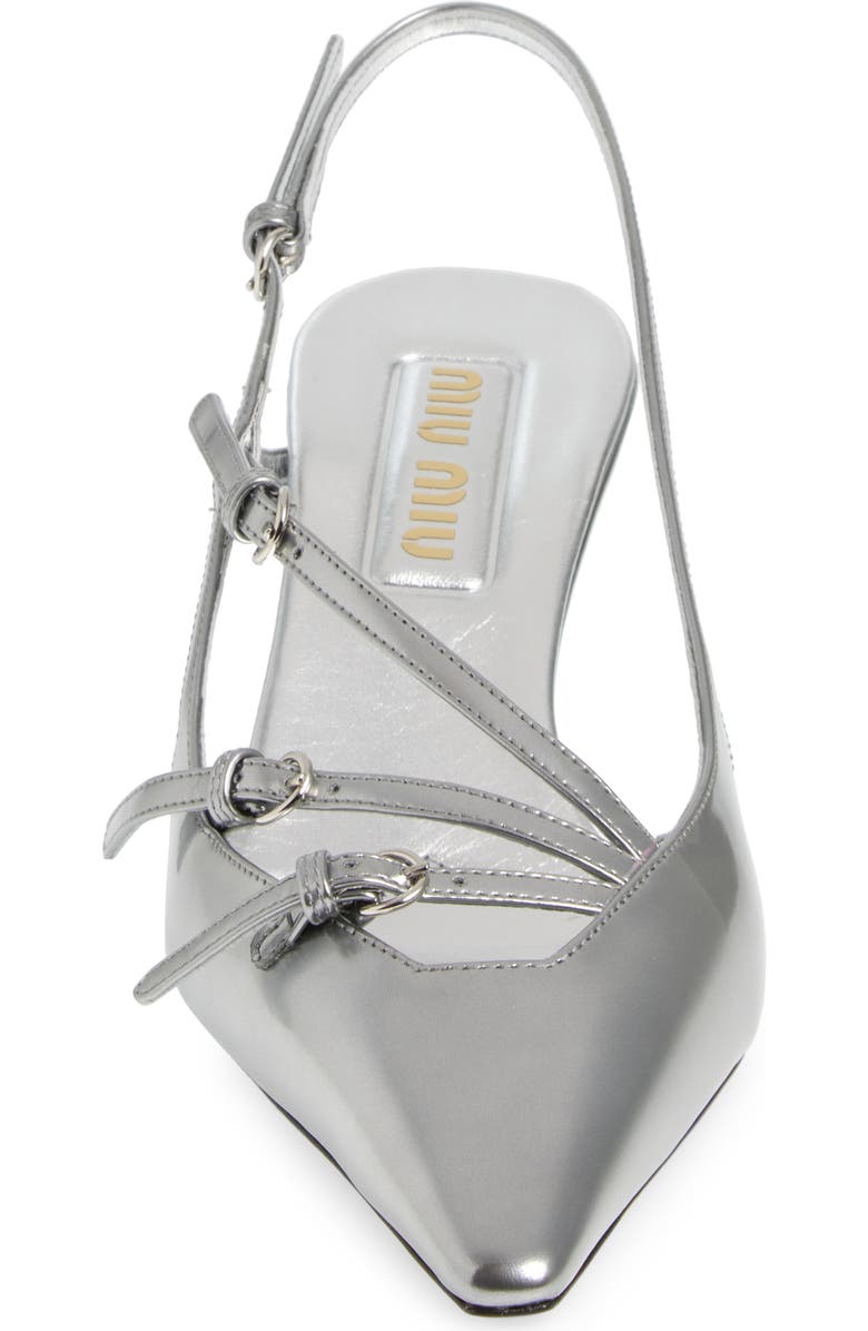 Miu Miu Show Buckle Slingback Pump, Alternate, color, Argento