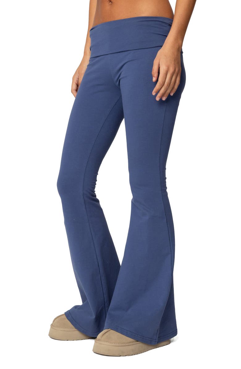 EDIKTED Aiyana Foldover Waistband Flare Pants, Alternate, color, Blue