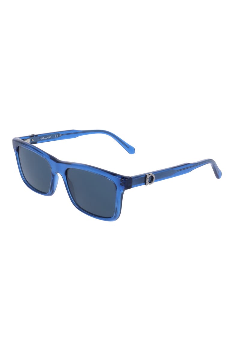 55mm Rectangular Sunglasses, Alternate, color, TRANSPARENT DARK BLUE