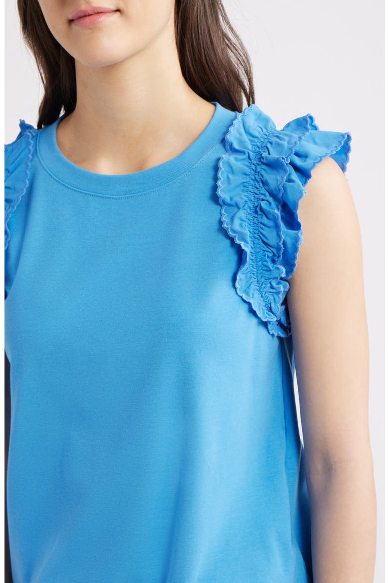 Ruffle Sleeve Top, Alternate, color, CERULEAN BLUE