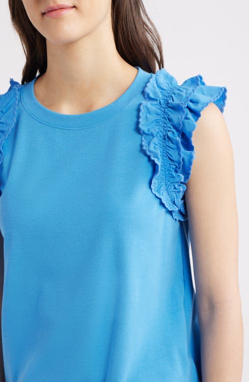 Wit & Wisdom Ruffle Sleeve Top In Cerulean Blue