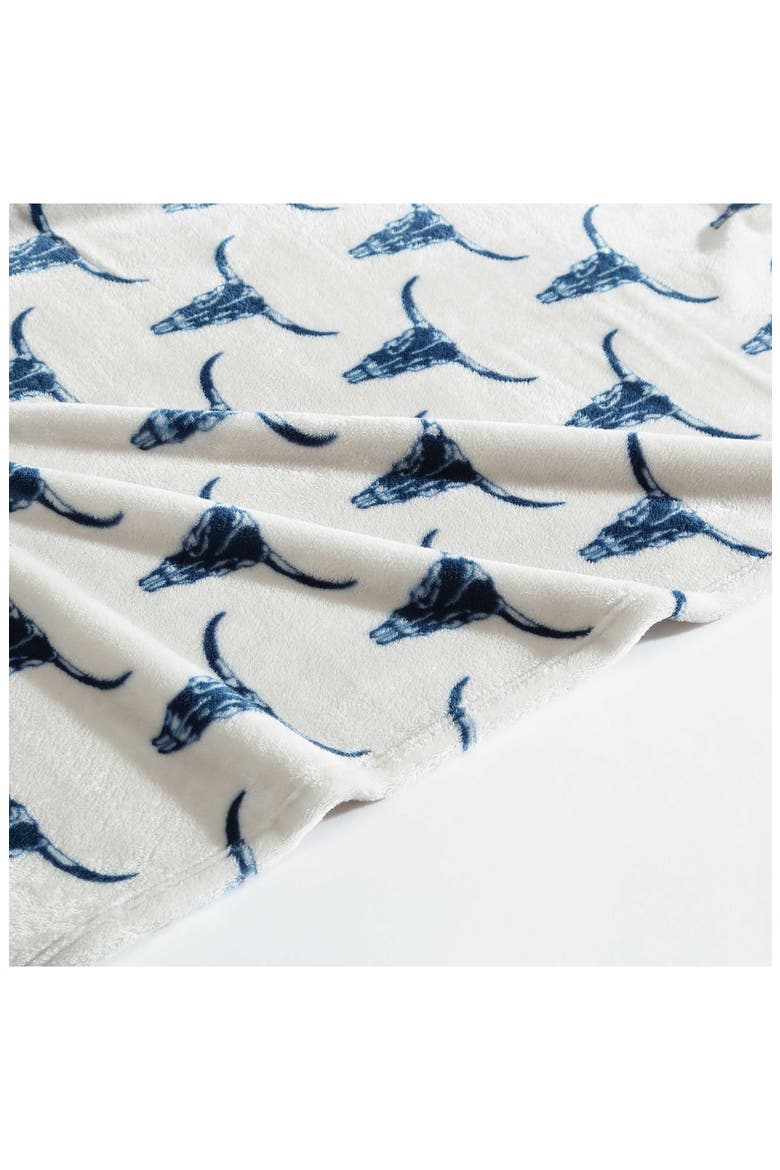 Steer Head Plush Fleece Throw, Alternate, color, DARK BLUE