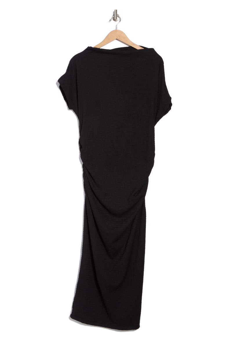 Cowl Neck Ruched Midi Dress, Alternate, color, BLACK