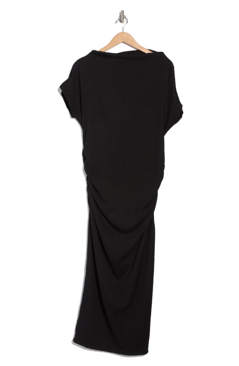 Renee C Cowl Neck Ruched Midi Dress, Alternate, color, Black